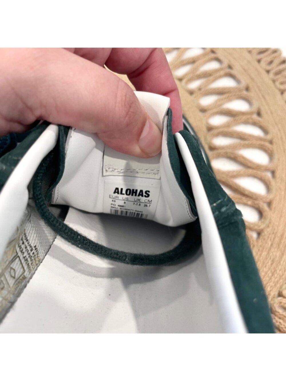 Alohas Tb.490 Rife Forest Green Leather Sneakers Size EU 40 Suede - Picture 8 of 9